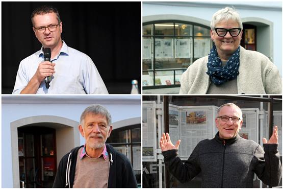 Die vier Kandidaten für die Rottenburger OB-Wahl 2024. Bilder: Ulmer, Hete Henning, Philip Koebnik