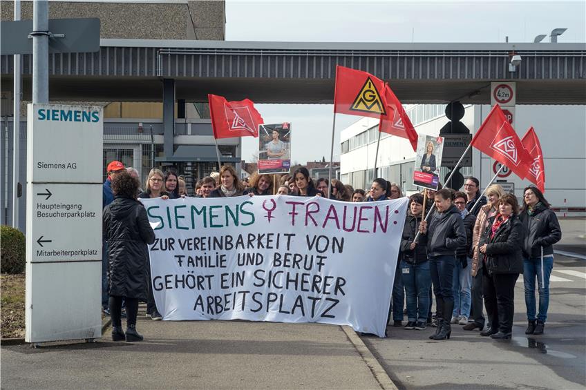 Kundgebung der Frauen bei Siemens im März. Archivbild: Metz
