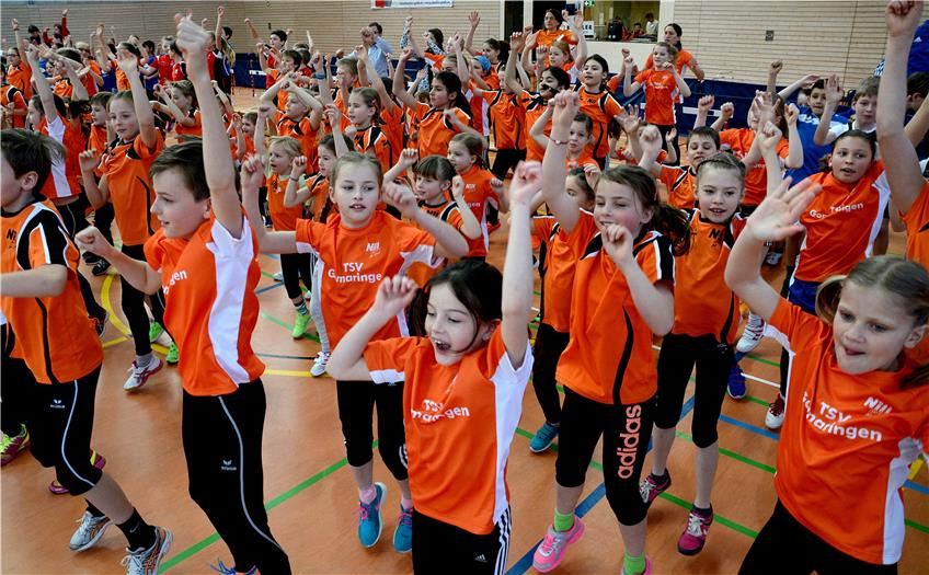 Rund 220 Mädchen und Jungen maßen sich am Sonntag beim Finale des Gomaringer Leichtathletik-Cups im Springen, Werfen und Sprinten. Bild: Rippmann