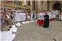 Anlässlich der Priesterweihe im Dom zu Rottenburg demonstrieren auf dem Platz da...