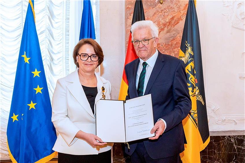 Annette Widmann-Mauz und Ministerpräsident Winfried Kretschmann. Bild: Staatsministerium