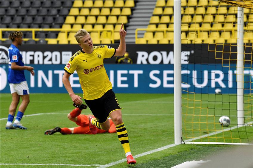 Auf Torgarant und Toptalent Erling Haaland ruhen die Hoffnung von Borussia Dortmund im Topspiel gegen Bayern München. Der 19-Jährige hat in 13 Spielen 13 Tore erzielt. Foto: Martin Meissner