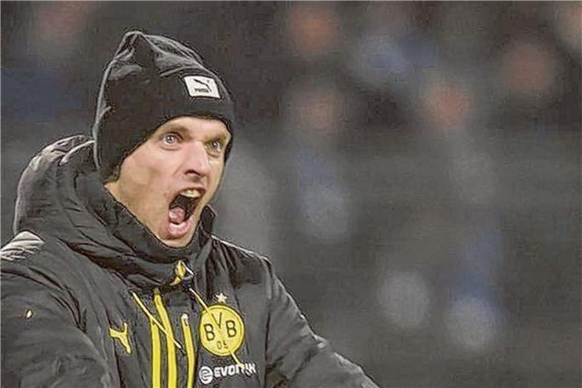 BVB-Coach Thomas Tuchel steckt voller Kampfeslust - Bayern-Trainer Pep Guardiola wirkt dagegen skeptisch. Fotos: dpa/afp