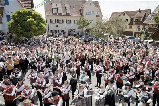 Beeindruckend: der Massenchor am Sonntag zur Jubiläumsfeier 100 Jahre Musikverein Bierlingen. Bild: Klaus Stifel