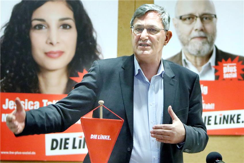 Linken-Spitzenkandidat Bernd Riexinger trommelt im Haus der Jugend