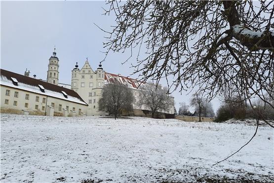 Blick auf die Klosteranlage Neresheim mit dem Turm der Abteikirche im Hintergrund. Foto: Tanja Wolter