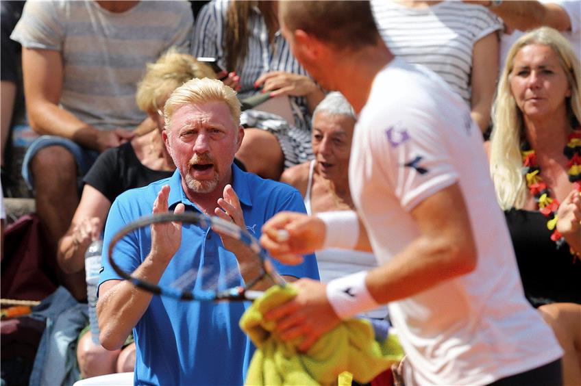Boris Becker feuerte die deutschen Spieler an. Foto: dpa