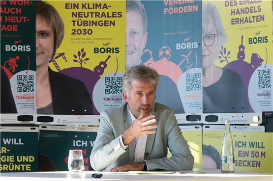 Boris Palmer stellt sein Wahlprogramm vor. Bild: Ulrich Metz