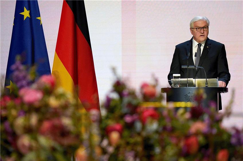 Bundespräsident Frank-Walter Steinmeier bei der Gedenkfeier. Foto: Michael Sohn/dpa