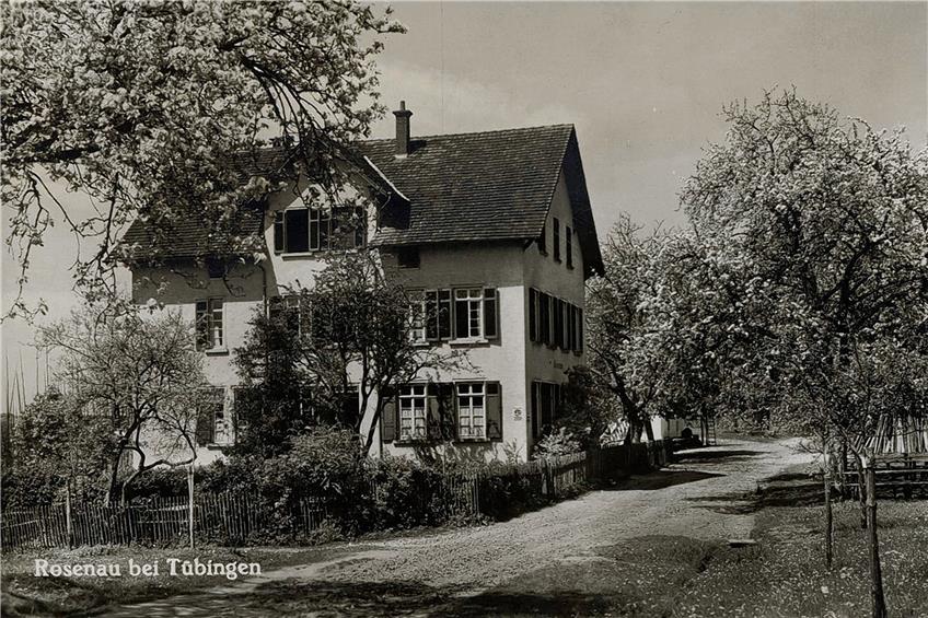 Das Ausflugsziel Gut Rosenau zwischen Tübingen und Hagelloch auf einer historischen Postkarte der Gebrüder Metz. Bild: Stadtarchiv Tübingen