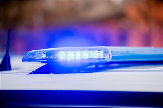 Das Blaulicht eines Polizeifahrzeuges leuchtet. Foto: Christoph Soeder/dpa/Symbolbild