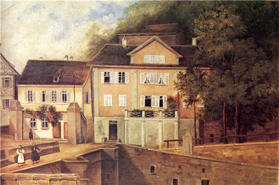Das Wohnhaus von Emilie und Ludwig Uhland an der Neckarbrücke in Tübingen. Bild: Literaturarchiv Marbach