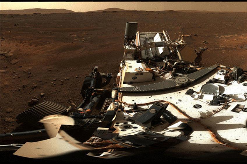 Das erste 360-Grad-Panorama vom Mars. Es wurde von einem Kamerasystem an Bord der „Perseverance“ aufgenommen. Foto: -