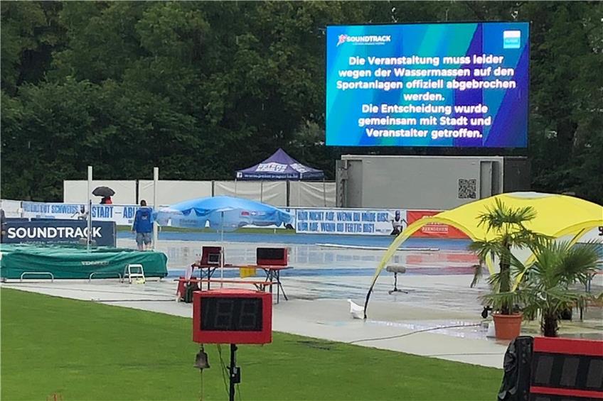Das internationale Leichtathletik-Fest Soundtrack Tübingen musste wegen Dauerregens abgesagt werden. Bild: Tobias Faißt