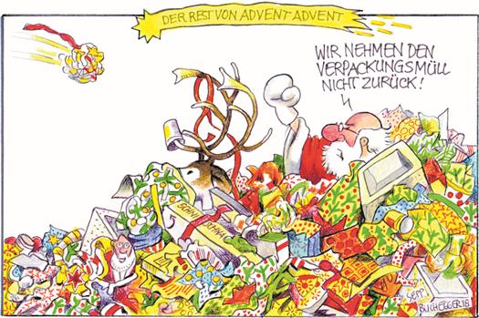"Der Rest von Advent Advent". Zeichnung: Sepp Buchegger