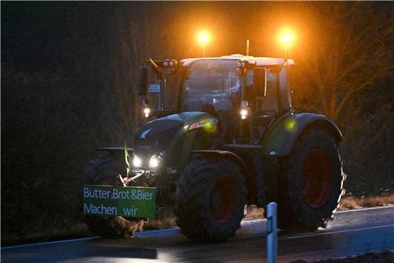Der Traktor: das Fortbewegungsmittel der Landwirte bei den Bauernprotesten. Bild: Ulmer