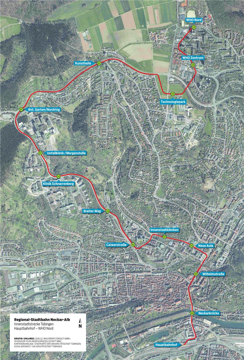 Die geplante Innenstadtstrecke im Gesamtverlauf.