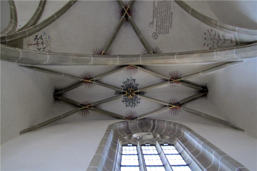 Die gotischen Gewölbemalereien in der evangelischen Kirche St. Veit in Gärtringen nach der Restaurierung.