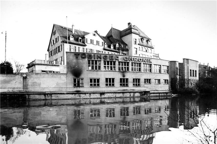 Die zwei Seiten des Verlagsgebäudes nach dem Krieg: Zum Neckar hin ...Bild: Alfred Göhner