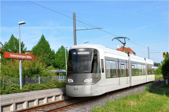 Ein Haltepunkt wie hier in Unterjesingen an der Ammertalbahn wird auch am Rottenburger Dätzweg entstehen. Montage: Zweckverband Regionalstadtbahn