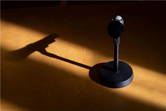Ein Mikrofon steht in einem Saal eines Gerichts. Foto: Friso Gentsch/dpa/Symbolbild