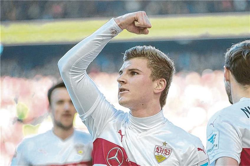 Ein Tor bejubelnd - so sehen die Fans des VfB Stuttgart Timo Werner gern. Doch andere Vereine locken den 20-jährigen Stürmer mit Millionen. Foto: dpa