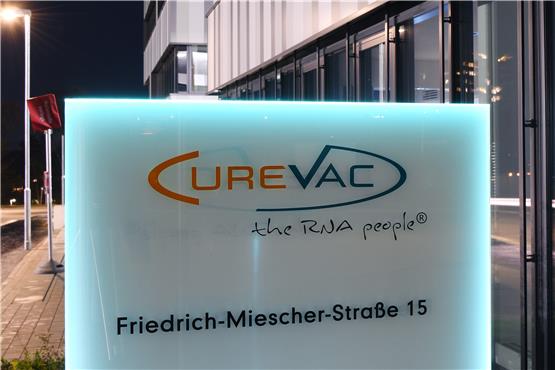 Firmenschild am Hauptsitz von Curevac in Tübingen. Bild: Ulmer