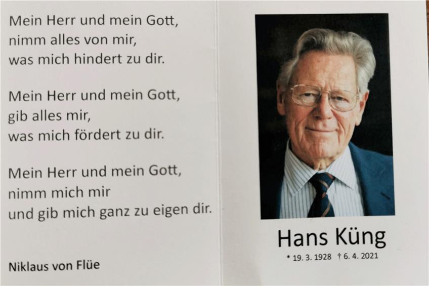 Gebet zur Trauerfeier für den Theologen und Kirchenreformer Hans Küng, der mit 93 Jahren verstarb. Bild: Gernot Stegert