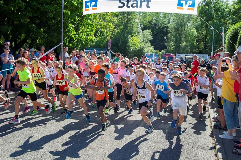 Hannesle-Lauf 2019 in Dußlingen: Start Schülerlauf. Bild: Klaus Franke