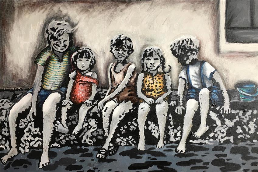 Hedwig Muncks Bild „Fünf Kinder“, zu sehen in der Ausstellung im Forum Bodelshausen.