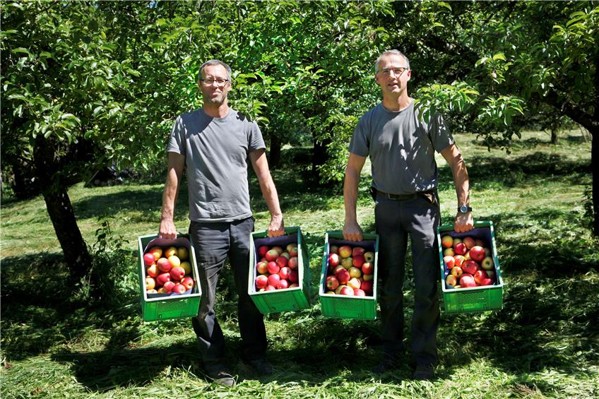 Holger Schell übernahm 1994 das Obstgut Bläsiberg und wandelte es in einen Demeter-Betrieb um. Gemeinsam mit Stefan Grüter leitet er das Unternehmen, unterstützt von 22 Mitarbeiterinnen und Mitarbeitern. Bild: Anne Faden