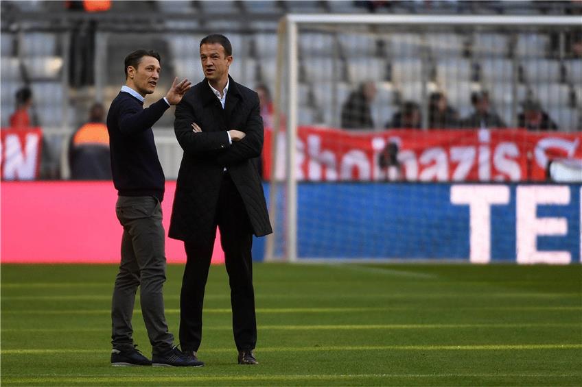 Ihr Team nimmt kurs auf die Champions League: Eintracht-Sportvorstand Fredi Bobic und Trainer Niko Kovac (li.). Foto: Imago