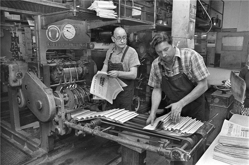 Im Juni 1980 wurde die letzte Zeitung auf der alten Rotation in der Uhlandstraße gedruckt. Bild: Manfred Grohe