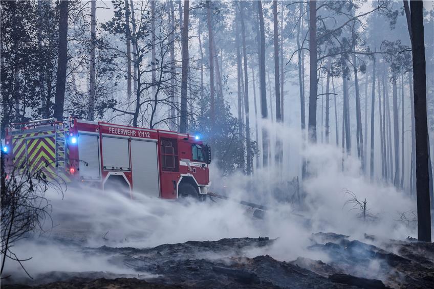 Im brandenburgischen Falkenberg brennt es auf einer Fläche von 800 Hektar.    Foto: Jan Woitas/dpa