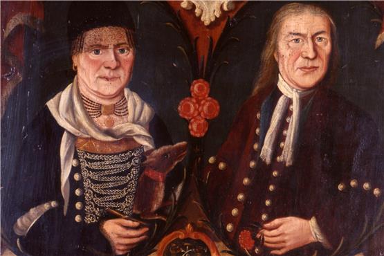 Johannes Bantlin mit seiner Gattin Christina Catharina auf einem Ölbild von 1740. Bild: Heimatmuseum