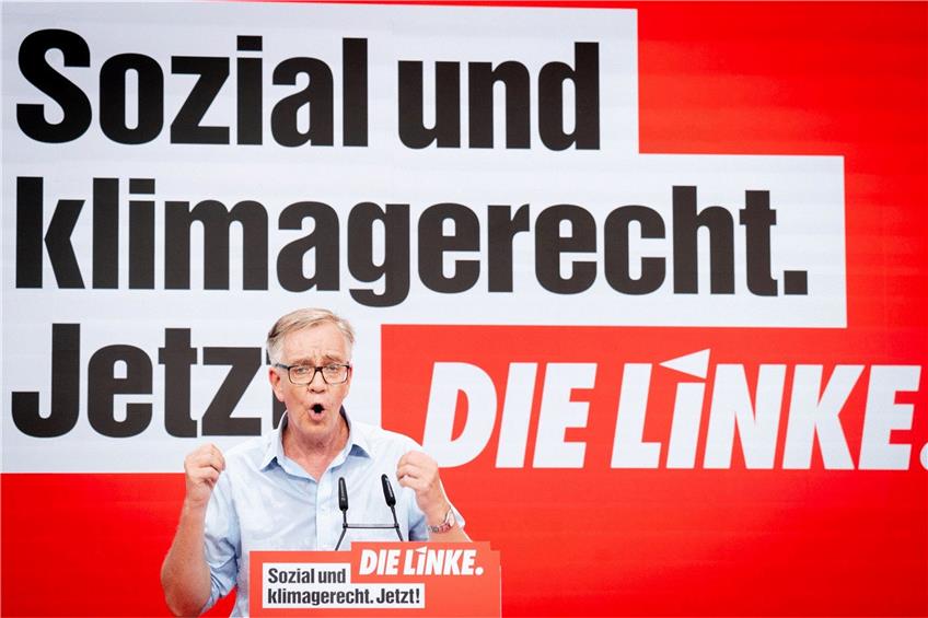 Kämpferisch: Dietmar Bartsch, Spitzenkandidat und Fraktionsvorsitzender der Linkspartei, bei seiner Rede. Foto: Kay Nietfeld/dpa