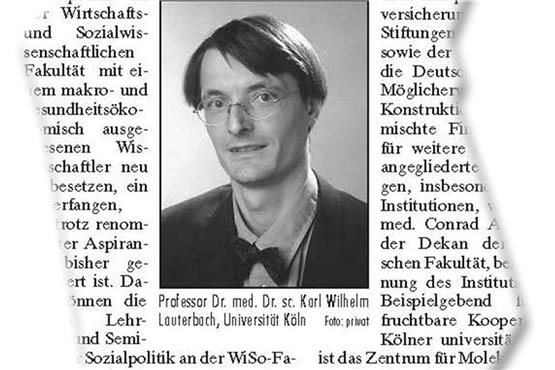 Karl W. Lauterbach; Ausriss aus "Deutsches Ärzteblatt", 11. April 1997