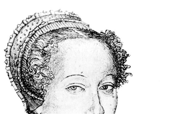 Louise Labé, Kupferstich vonPierre Woeiriot de Bouzey(1555) Bild: Wikipedia