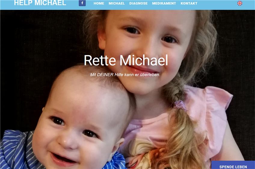 Mithilfe der Internetseite helpmichael.de versuchen die Angehörigen des Kindes, Geld für die teure Medizin zu sammeln. Screenshot