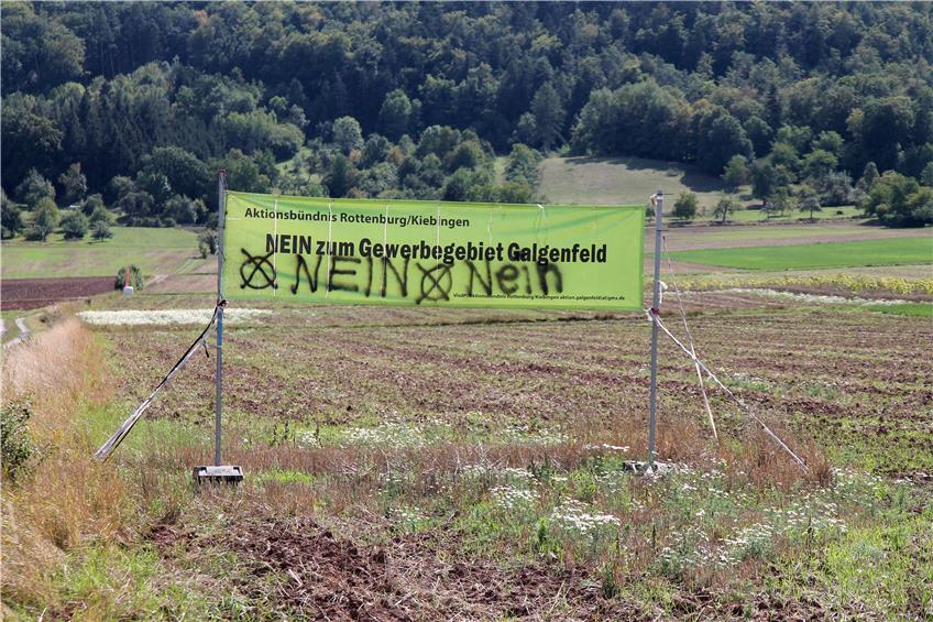 Mutmaßliche Befürworter des Gewerbegebiets im Herdweg/Galgenfeld haben in der Nacht auf Samstag ein Plakat des Aktionsbündnis’ gekapert und werben damit für ein „Nein“ beim Bürgerentscheid. Bild: Eisele