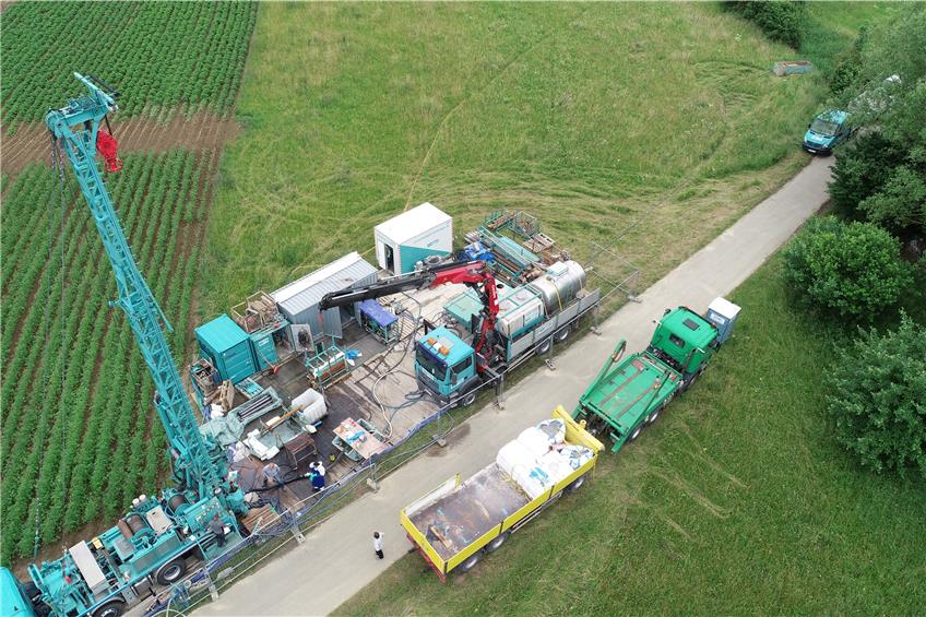 Nitrat-Bohrungen bei Baisingen. Drohnen-Bild: Campos