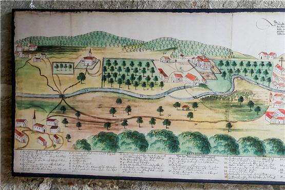 Ortskenntnis – und auch ein wenig Phantasie – gehören dazu, um auf dieser Panoramakarte von 1695 das heutige Ammertal zu erkennen. Bild: Werner Bauknecht