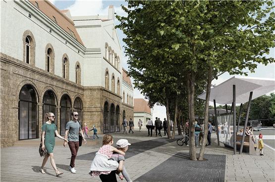 So soll der Tübinger Bahnhofsvorplatz mit Zentralem Omnibusbahnhof mal aussehen. Visualisierung: BHM Planungsgesellschaft mbH/Filon Leipzig