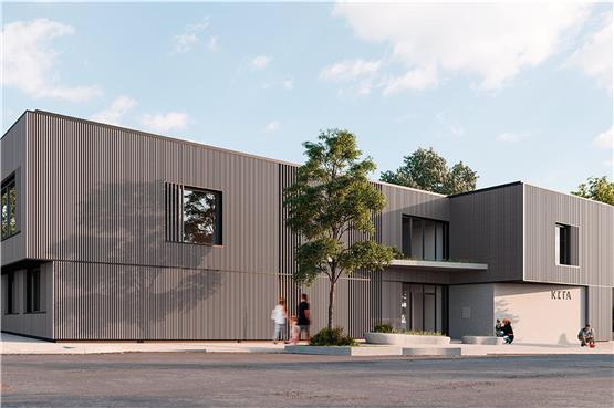 So soll der neue Kusterdinger Kindergarten einmal aussehen.Visualisierung: „S Hoch 3“-Architekten