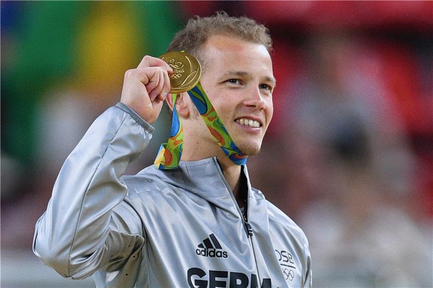 Stolzer Turner: Fabian Hambüchen krönt seine Karriere mit Olympia-Gold nach einem fast tadellosen Auftritt am Reck. Foto: dpa