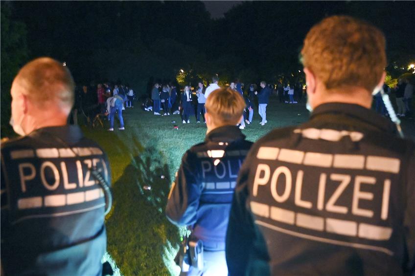 Streife im Botanischen Garten: Die Polizei war in der Nacht zum Sonntag mit einigen Kräften vor Ort. Bild: Ulmer