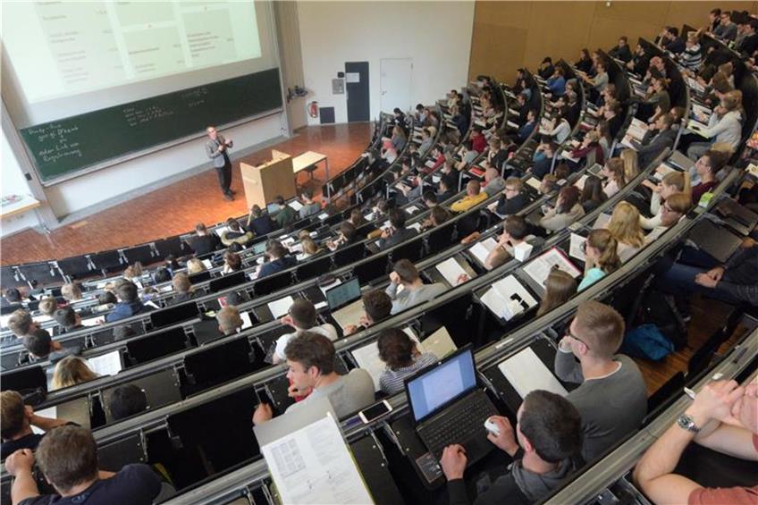 Studierende nehmen an einer Vorlesung teil. Foto: Stefan Puchner/Archiv dpa/lsw