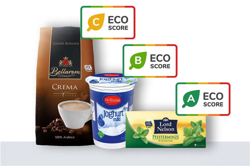Tee bekommt eine bessere Bewertung als Joghurt und Kaffee: Beispiele für den neuen Eco-Score. Foto: Lidl