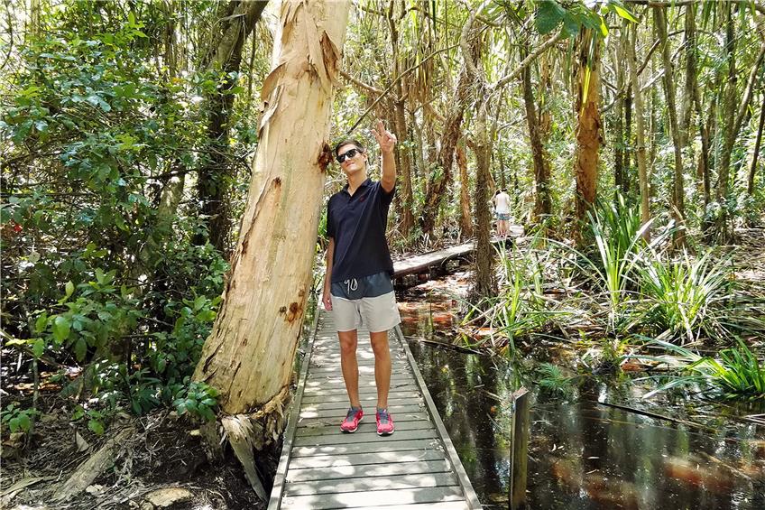 Tim Völkerath im Regenwald des Botanic Garden in Cairns. Privatbild